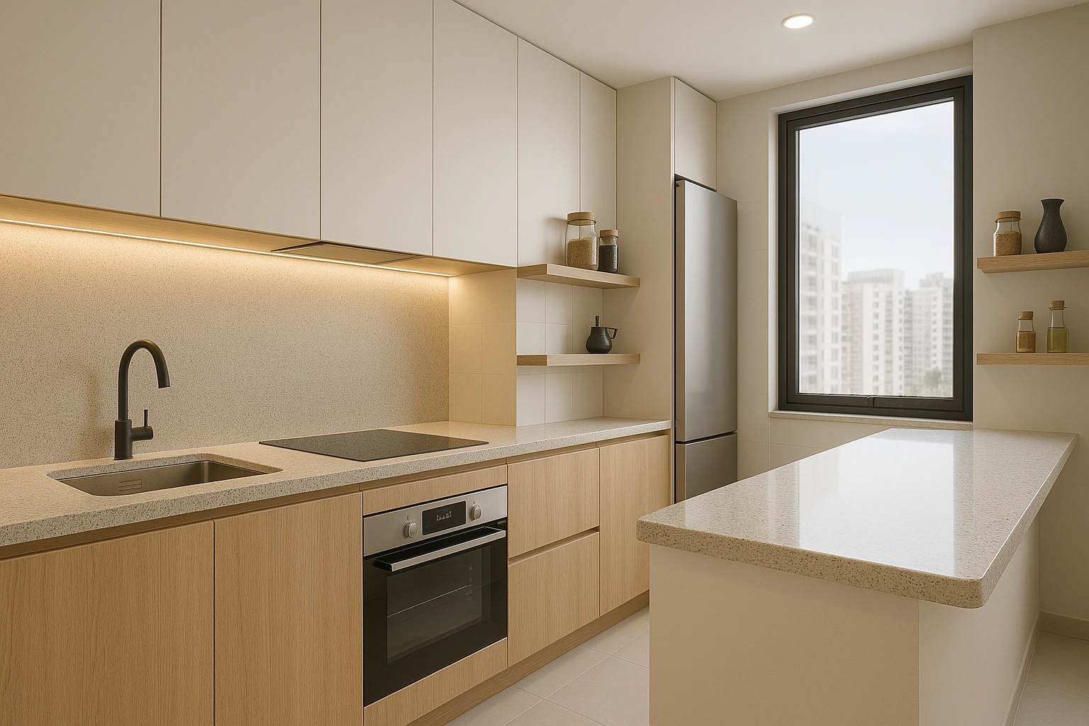 Cozinha pequena planejada com design moderno e funcional